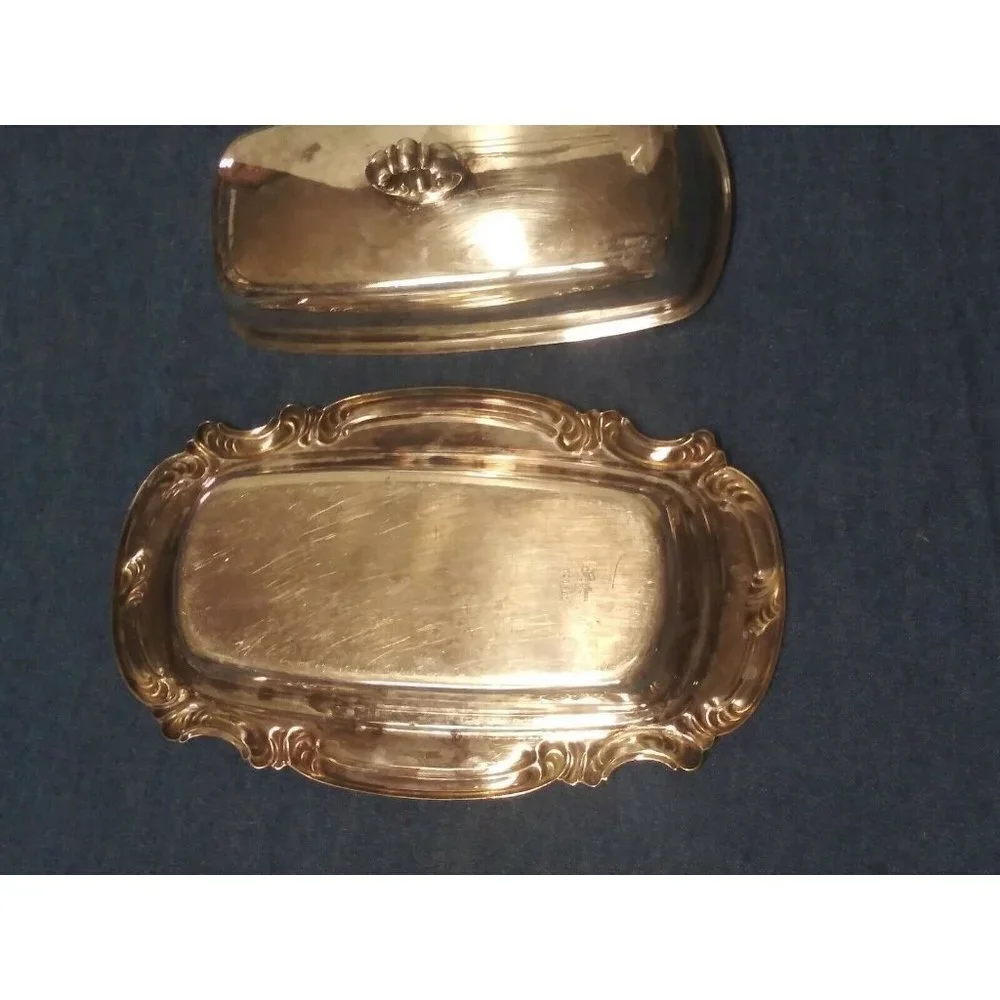 Vintage Gorham Butter Dish Silver plated quarter lb Scroll pattern YC1760 EUC